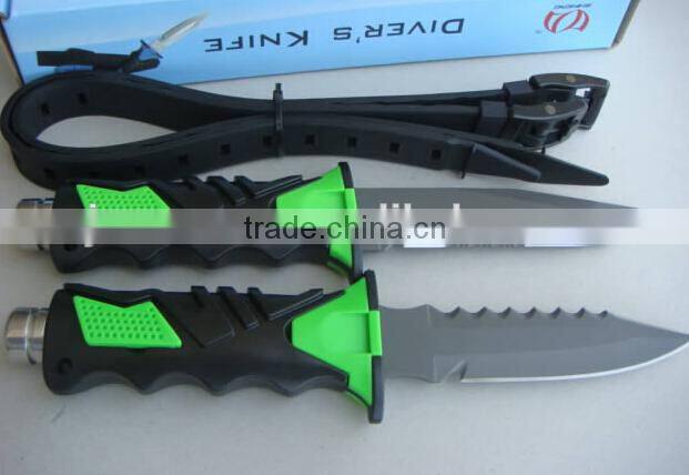 high quality 480c stainless steel scuba diving knife with sheath and straps