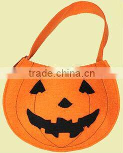 ECO-friendly Halloween cute smile pumpkin felt bag for party