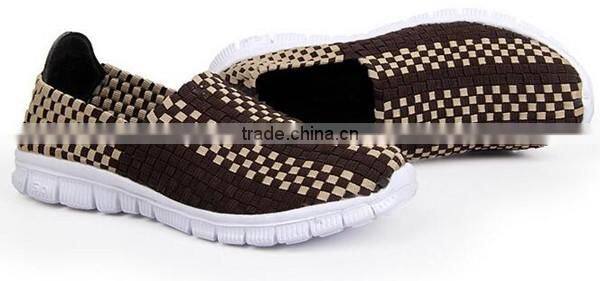 Handmade Elastic Upper Lady Men Woven Casual Shoes