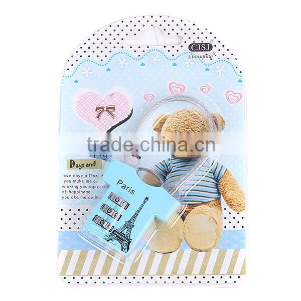 small 3-digital code retractable cable lock luggage