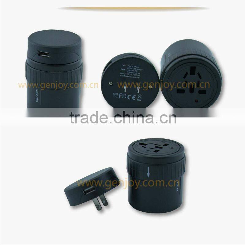 ALL IN ONE ROTATABLE international 5v 12v usb travel adaptor with 2 usb port