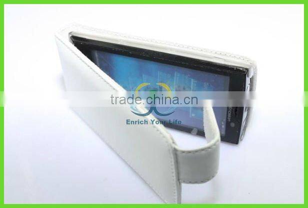 pure white cell phone leather case for sony-ericsson