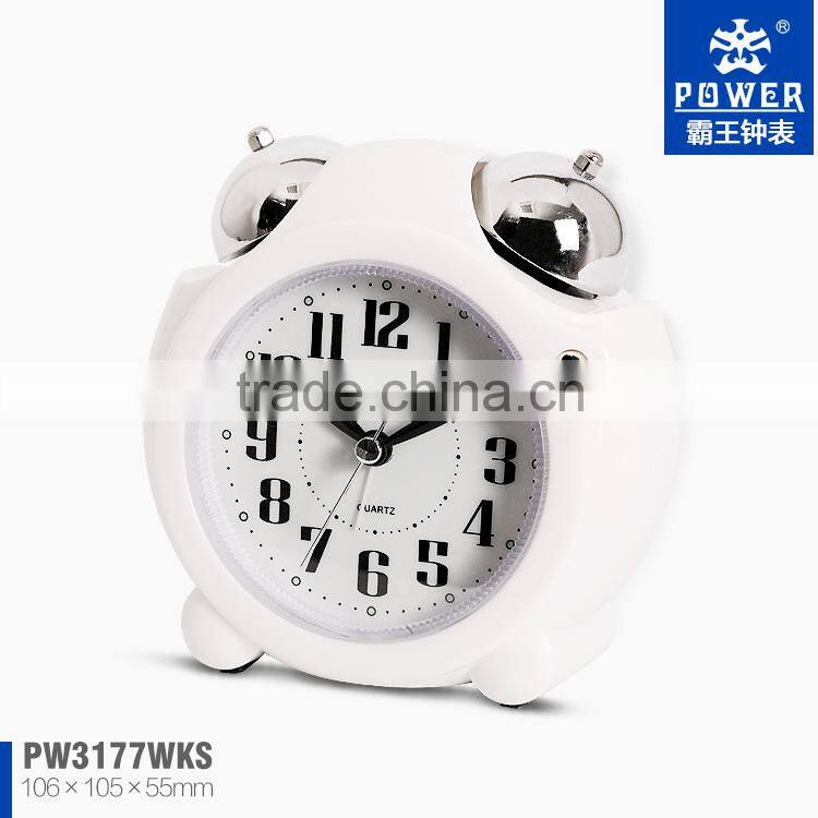 Small alarm clock with Red/White/Blue colors Round light clock sweep second hand alarm clock