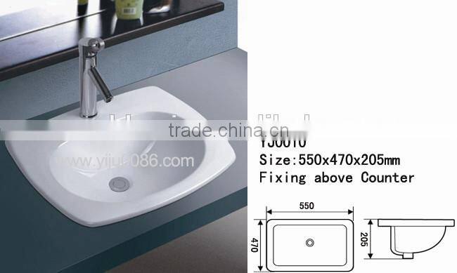 0010 Ceramic Square Cheap Counter top Cabinet Basin above counter Basin