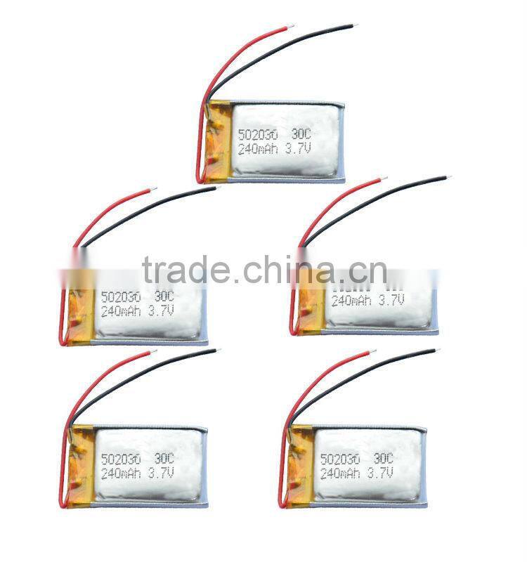 li-ion battery 3.7v 240mah Rechargeable lipo battery for rc toys/hobbys