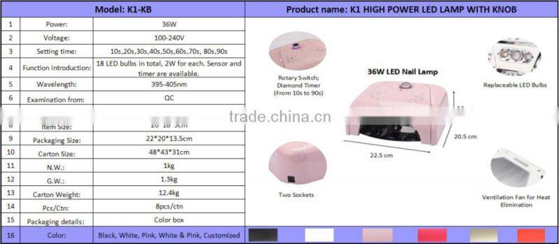 LED nail dryer professional 36W LED UV light nail dryer UV lamp for nail dryer