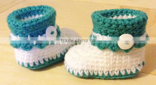Green color optional hand crochet baby booties for baby