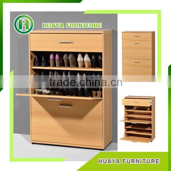 European large wooden mirrored shoe cabinet