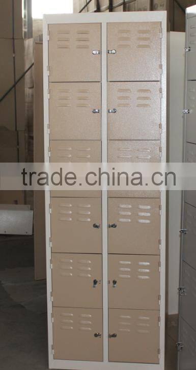 Vertical 12 Door Steel Locker wardrobe with hings