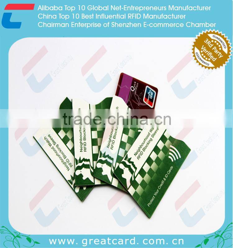 Aluminum foil RFID blocking card sleeve for Credit Card / Passport protector