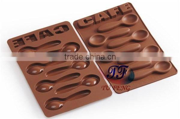 7 holes food grade silicone 3d cafe chocolate spoon mould