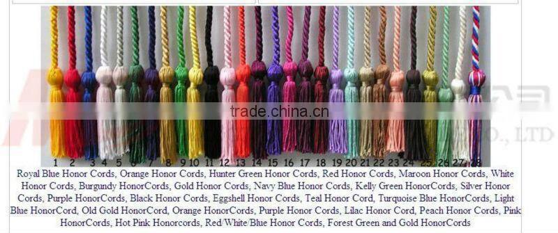 Polyester Graduation Honor Cord Single Color with Cap