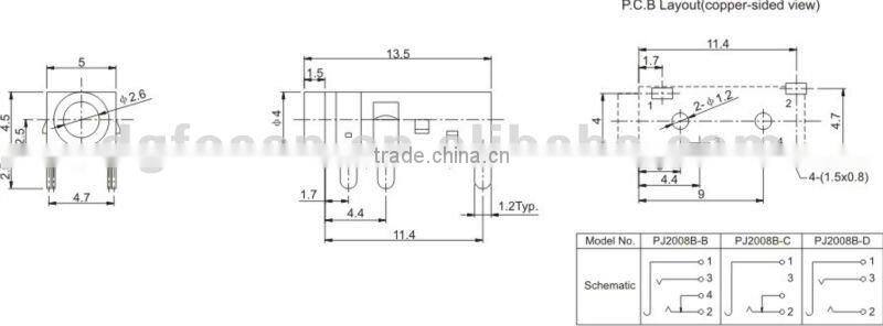 2.5 phone jack PJ2008B