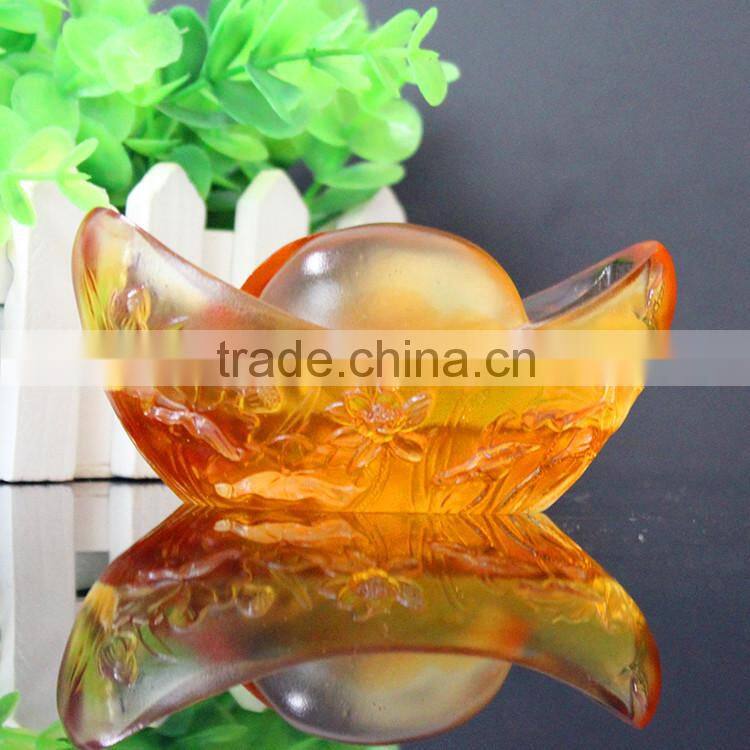 yellow crystal glass name card holder