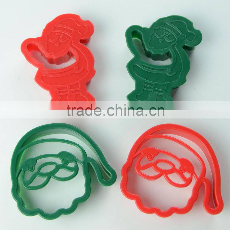 Christmas shaped silicone cookie stamp with wooden handle set