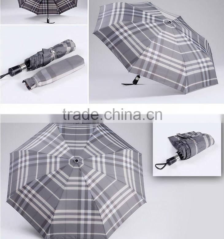 8 Panels Portable Classic Check Rain Umbrella