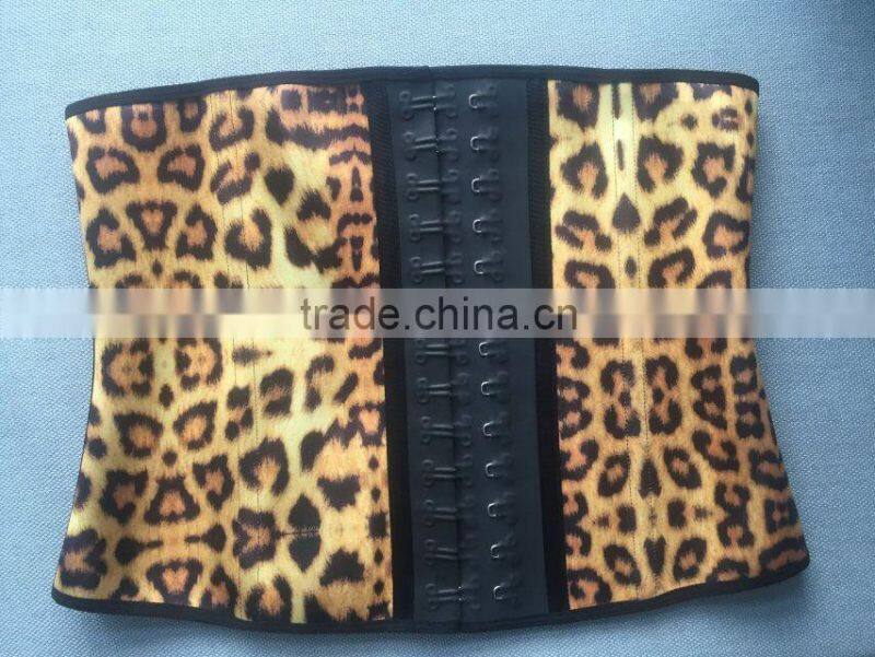sexy lingerie 3 hook leopard pattern straps waist training corset