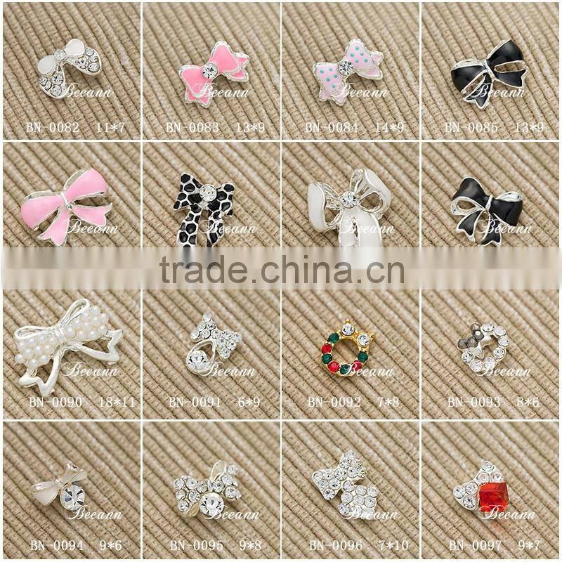 2016 New Arrival most popular 3d nail art bowknot, fancy alloy matellic bow tie nail art accessories