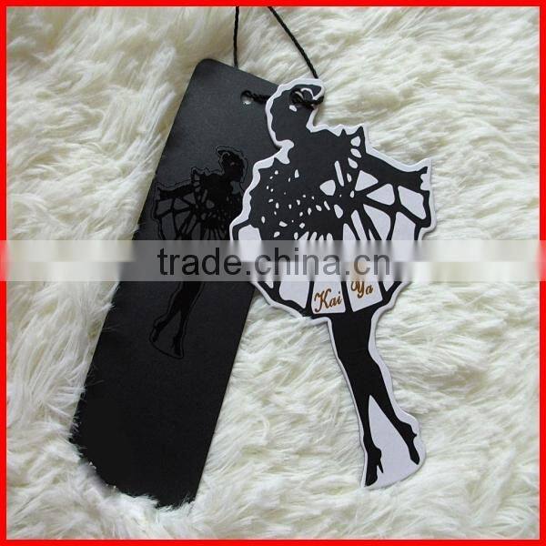 Fashionable Solid Paper Black Hangtags With Printing On Garment Wholesale