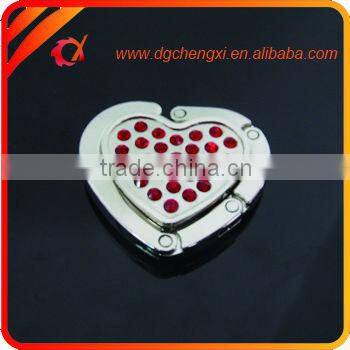 fashion table top garment metal with bling crystal and heart design for woman