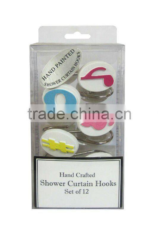 12PCS SHOWER CURTAIN HOOKS IN PVC BOX MATCHING WITH SHOWER CURTAIN