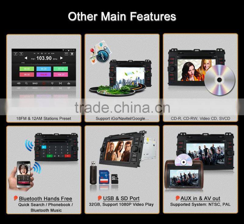 7 Inch android 4.4 quad core Car GPS for TOYOTA PRADO 2002 2003 2004 with Russia Menu support TPMS