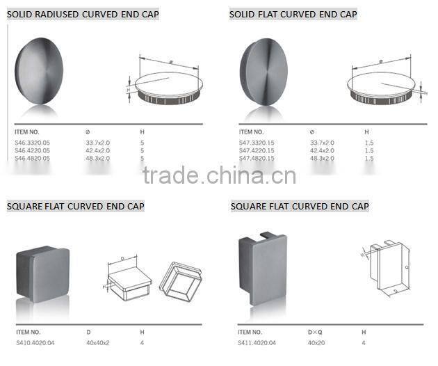 steel railing mirror satin stainless steel end caps,steel tubing end cap, steel rod end cap