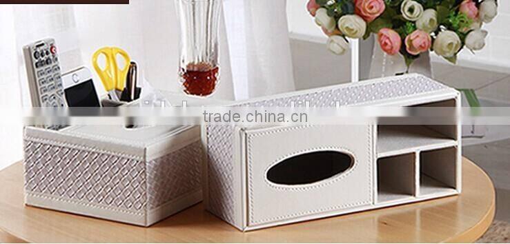 hot sale cute facial tissue box PU napkin box functionable OEM pochet tissue box