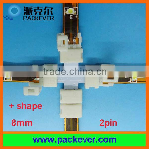 X shape 2 pins 12mm LED strip connector, solder free, fast connection