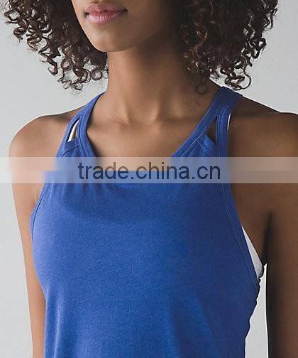 Fitness yoga tank top with built in bra inside cross back wholesale ladies tank top yoga wear