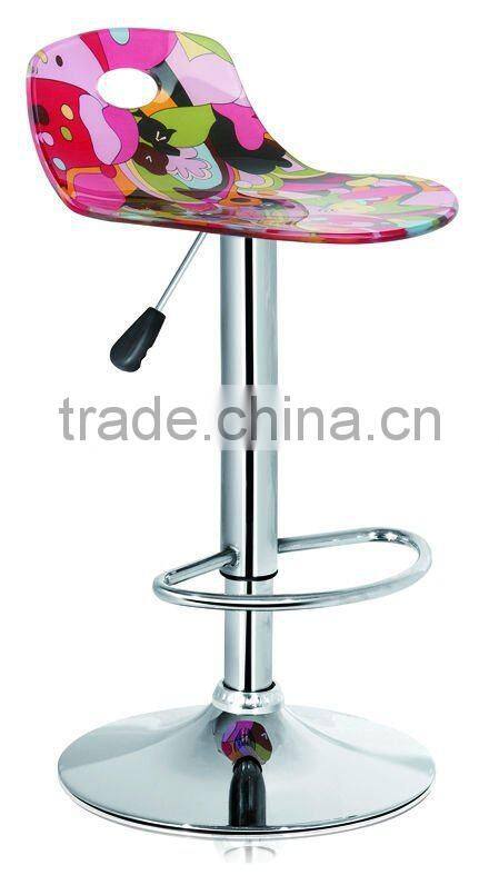 Red Acrylic bar stools with flower pictures