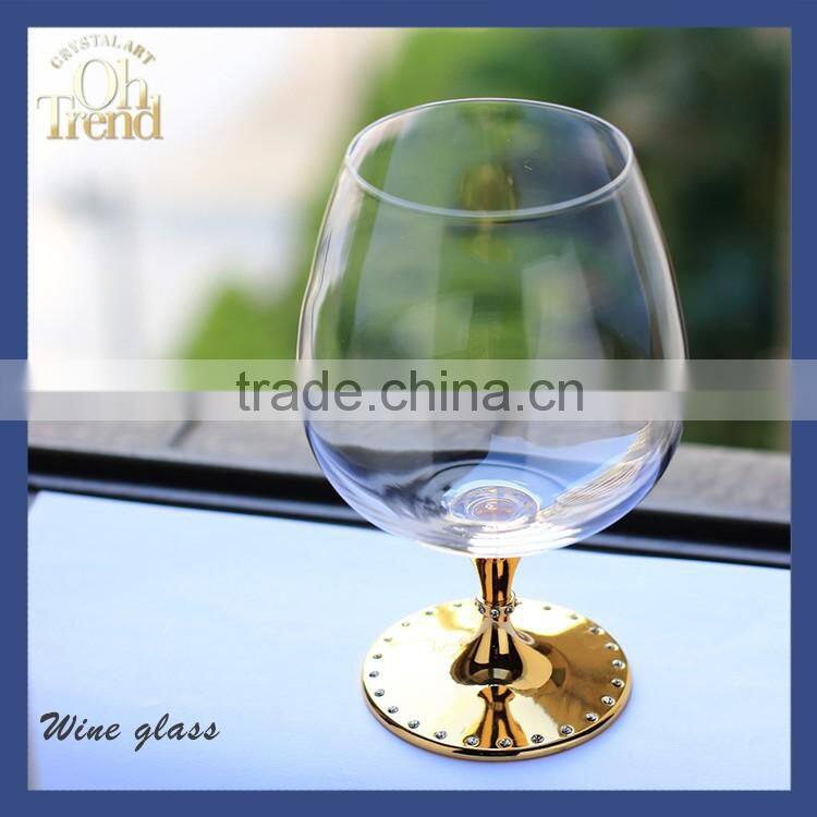 2016 new design clear crystal 680ml crystal drinking glass gold stem drinking glass manufacturers china