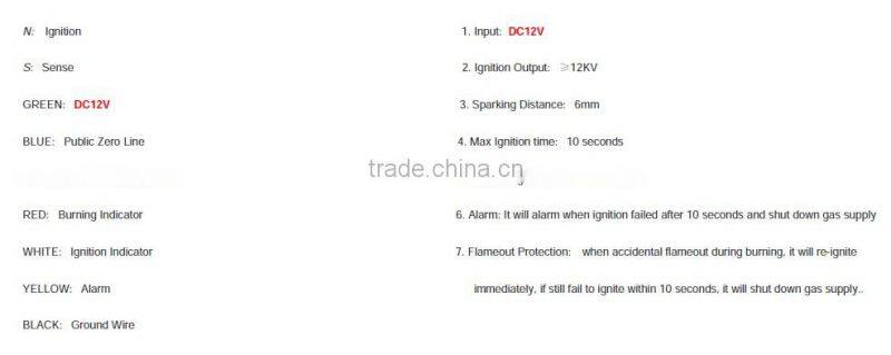 12v dc pulse eletronic gas ignition controller, gas spark generator for Burner/Stove/Oven/grill/broiler/boiler