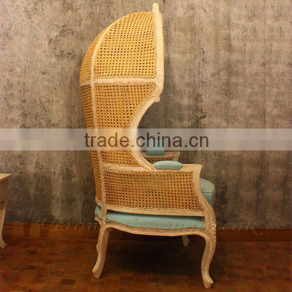 Antique Canopy Chair With Woven Cane, Callie Living Room Chairs