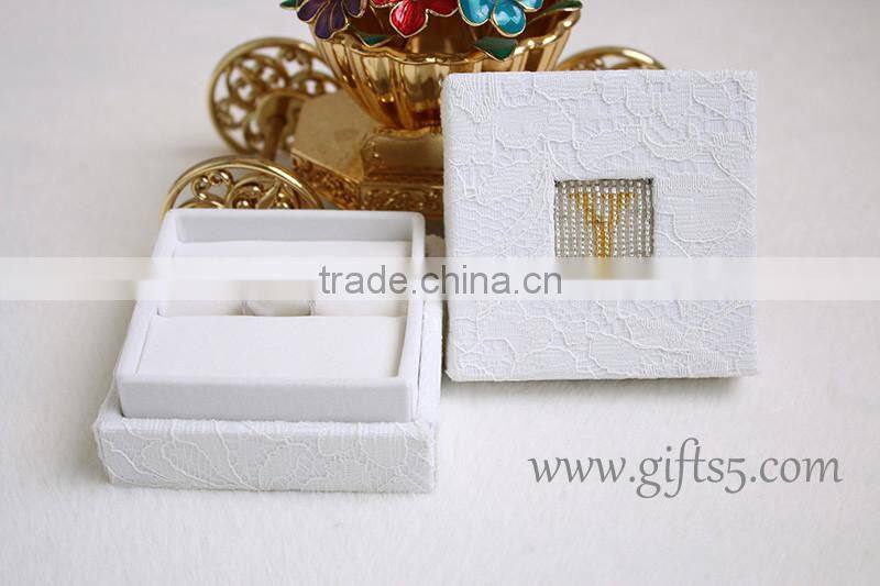 Elegant personalized wedding ring box for ceremony with beaded name plate of Y