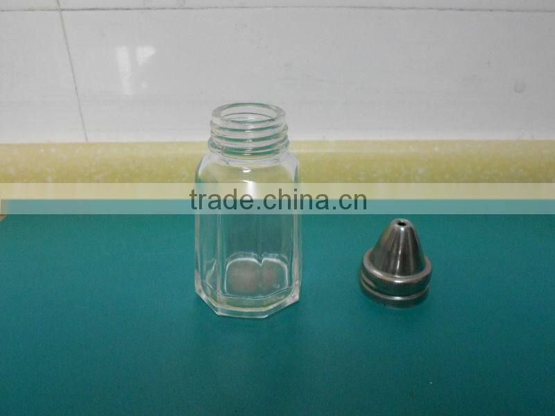 glass salt and pepper shaker bottle with cap