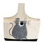 Wholesale Textile Organizer Storage Caddy with Felt Embroidery, Canvas Storage Tote