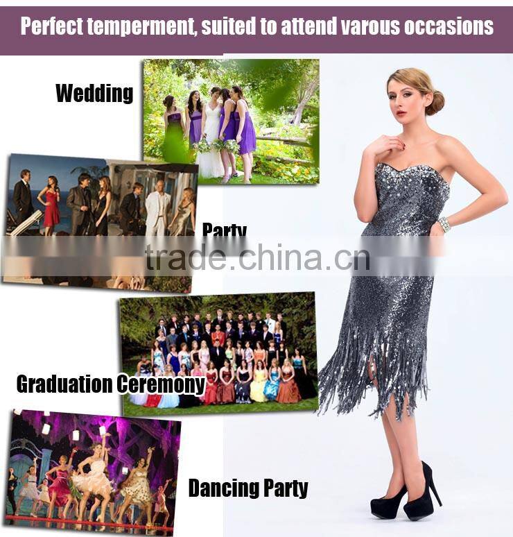 Off shoulder sexy back open heavy sequins beaded short celebrity dress 2014