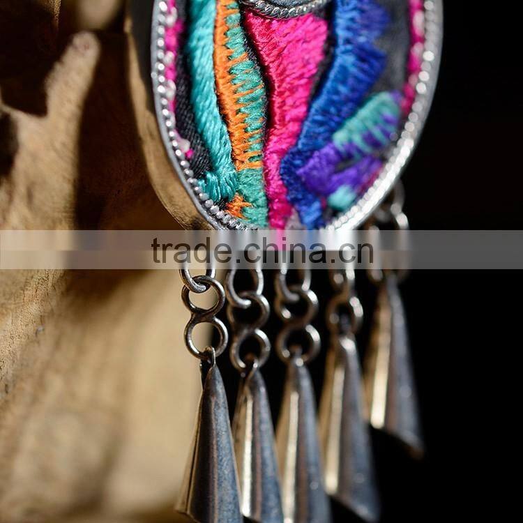 China ethnic pendant necklace miao silver moon shape necklace pendant vintage