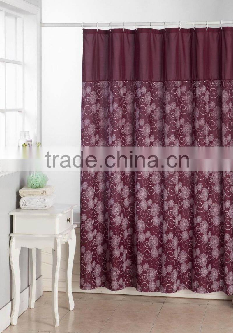 Printed Microfiber Shower Curtain Flower Design Fabric