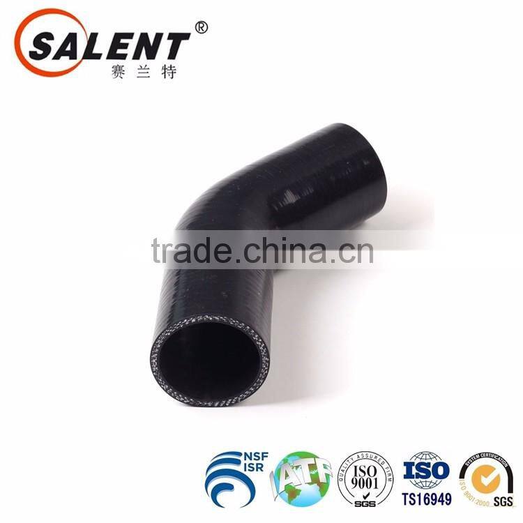 3'' 76mm high temperature reinforced automotive black elbow 45 degree silicone hose