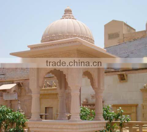 New Design sandstone carving yellow gazebo , Outdoor marble gazebo