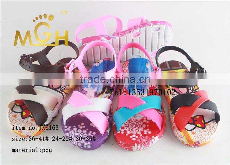 fashion color matching rainbow shape pcu kids sandal