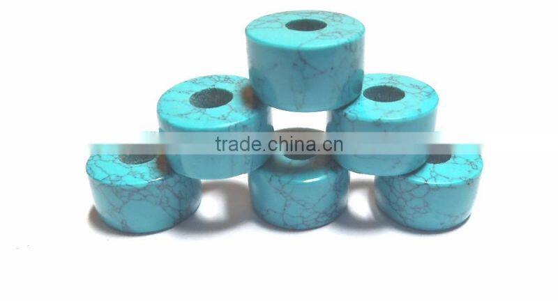 AAA Chinese Turquoise Smooth Handmade Big Hole Tyre Beads