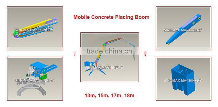 TOP! 13m 15m 17m 18m Mobile Hydraulic Concrete Placing Boom with Wheels/Spider Boom