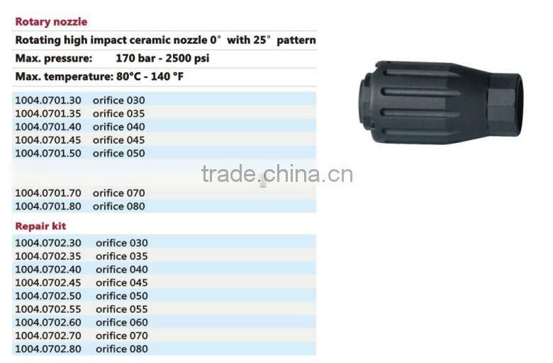 high pressure ceramic 170bar 2500psi rotary nozzle