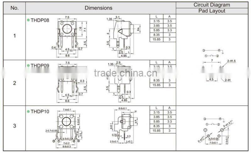 FTHDP10 6X6mm touch sensor switch light tact switch
