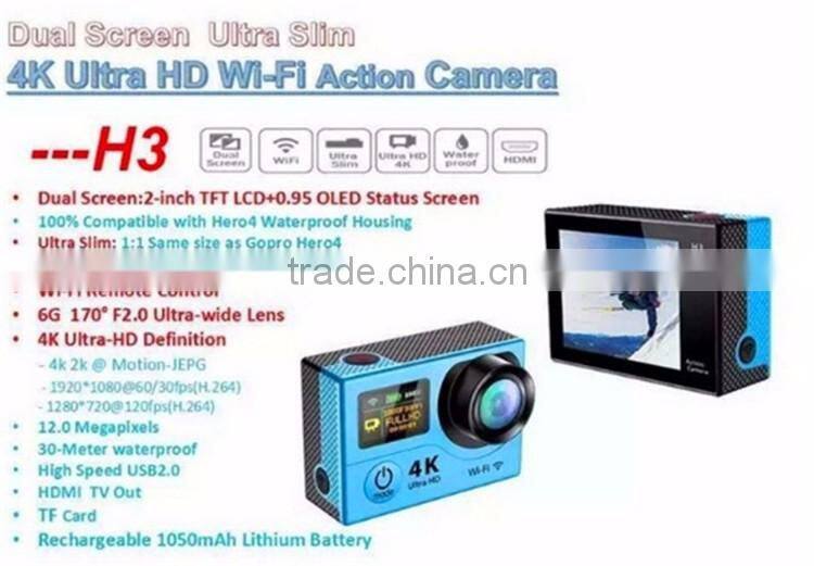 Manufacturer Dual Display WIFI HD 4K WIFI Action Camera H3R