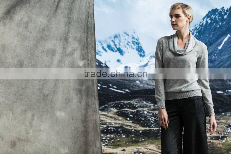 2014 new fashion women knitting pure cashmere big round neck pullover
