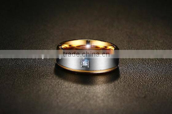 NO MOQ KSF Stainless Steel Matte Ring 6mm Wedding Rings With AAA CZ Stone